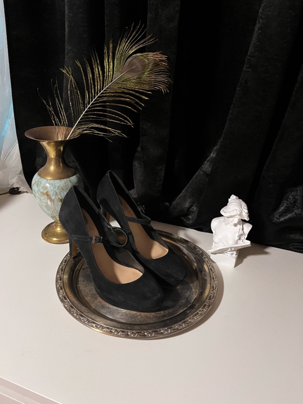 Vince Camuto Black Suede Mary Jane Pumps